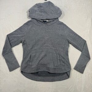 Gap Hoodie Women L Gray Faux Shearling Lined Hood Pullover Thumbhole Athleisure